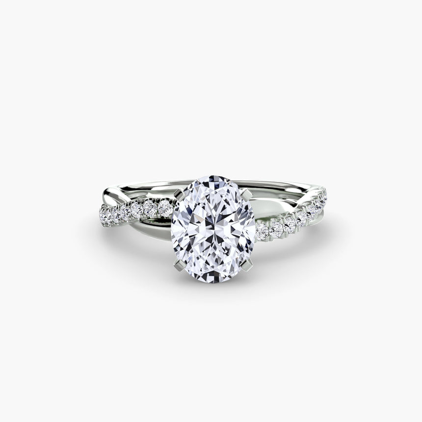 AUREX Oval Cut pavé solitaire ring setting in 950 Platinum | SARATTI