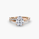 AUREX Oval Cut pavé solitaire ring setting in Rose Gold | SARATTI