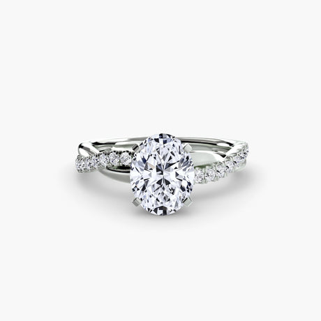 AUREX Oval Cut pavé solitaire ring setting in White Gold | SARATTI