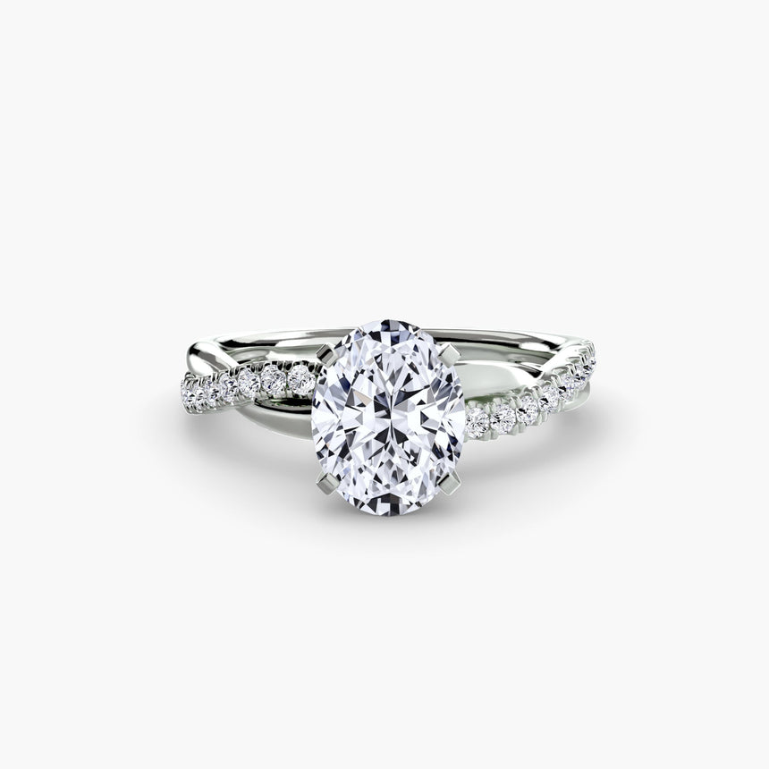 AUREX Oval Cut pavé solitaire ring setting in White Gold | SARATTI