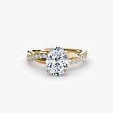 AUREX Oval Cut pavé solitaire ring setting in Yellow Gold | SARATTI