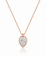 AUREX Pear Cut bezel necklace setting in rose gold | SARATTI