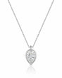 AUREX Pear Cut bezel necklace setting in white gold | SARATTI