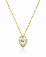 AUREX Pear Cut bezel necklace setting in yellow gold | SARATTI