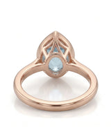 AUREX pear cut Aquamarine bezel solitaire ring setting in Rose Gold, underside view | SARATTI