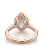 AUREX pear cut Aquamarine bezel solitaire ring setting in Rose Gold, underside view | SARATTI