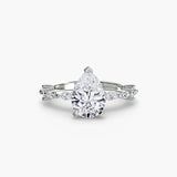 AUREX – Pear Cut Pavé Cathedral Ring Setting in 950 Platinum | SARATTI