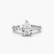 AUREX – Pear Cut Pavé Cathedral Ring Setting in White Gold | SARATTI