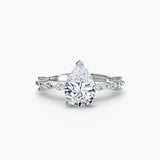 AUREX – Pear Cut Pavé Cathedral Ring Setting in White Gold | SARATTI