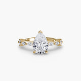 AUREX – Pear Cut Pavé Cathedral Ring Setting in Yellow Gold | SARATTI
