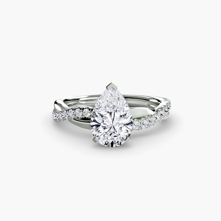 AUREX – Pear Cut Pavé Solitaire Ring Setting in 950 Platinum | SARATTI
