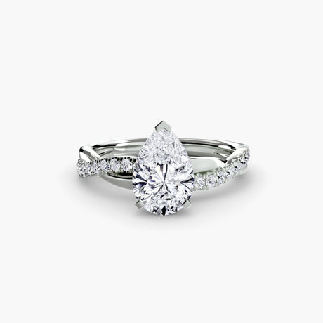 AUREX – Pear Cut Pavé Solitaire Ring Setting in White Gold | SARATTI