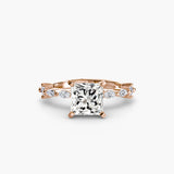 AUREX – Princess Cut Pavé Cathedral Ring Setting in Rose Gold | SARATTI