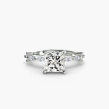 AUREX – Princess Cut Pavé Cathedral Ring Setting in White Gold | SARATTI