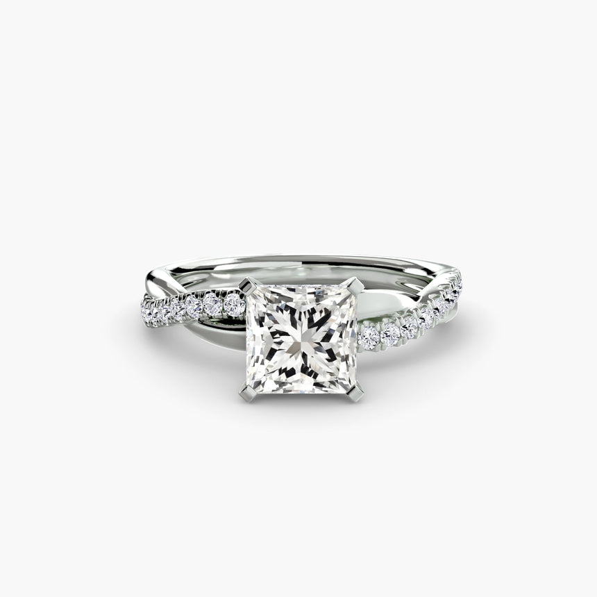 AUREX – Princess Cut Pavé Solitaire Ring Setting in 950 Platinum | SARATTI