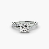 AUREX – Princess Cut Pavé Solitaire Ring Setting in White Gold | SARATTI