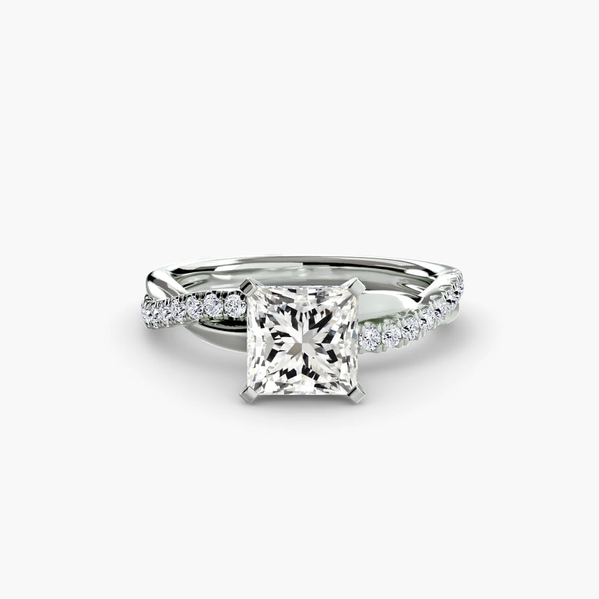 AUREX – Princess Cut Pavé Solitaire Ring Setting in White Gold | SARATTI