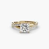 AUREX – Princess Cut Pavé Solitaire Ring Setting in Yellow Gold | SARATTI