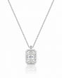 AUREX Radiant Cut bezel necklace setting in white gold | SARATTI