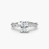 AUREX Radiant Cut Pavé Cathedral Ring Setting in 950 Platinum | SARATTI