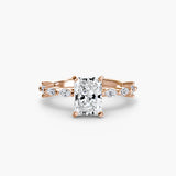 AUREX Radiant Cut Pavé Cathedral Ring Setting in Rose Gold | SARATTI
