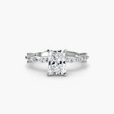 AUREX Radiant Cut Pavé Cathedral Ring Setting in White Gold | SARATTI
