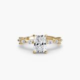 AUREX Radiant Cut Pavé Cathedral Ring Setting in Yellow Gold | SARATTI