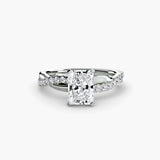 AUREX Radiant Cut Pavé Solitaire Ring Setting in 950 Platinum | SARATTI