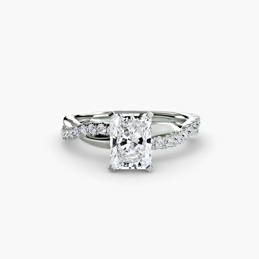 AUREX Radiant Cut Pavé Solitaire Ring Setting in 950 Platinum | SARATTI