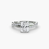 AUREX Radiant Cut Pavé Solitaire Ring Setting in White Gold | SARATTI