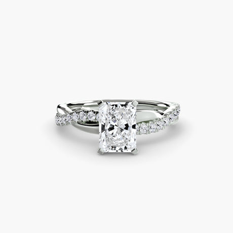 AUREX Radiant Cut Pavé Solitaire Ring Setting in White Gold | SARATTI