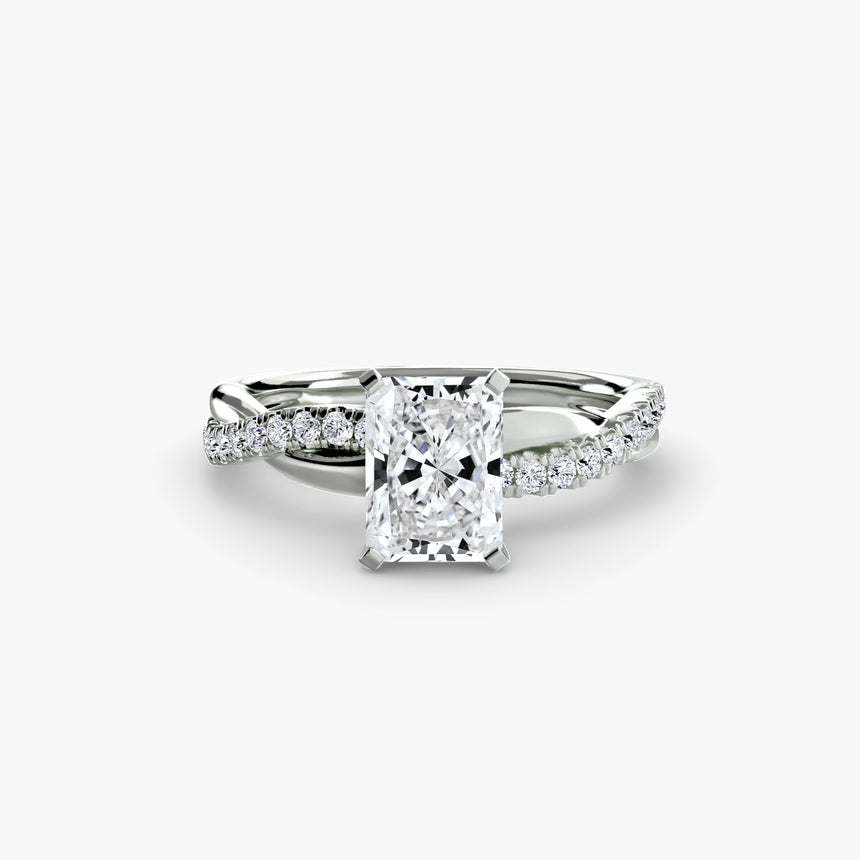 AUREX Radiant Cut Pavé Solitaire Ring Setting in White Gold | SARATTI
