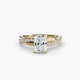 AUREX Radiant Cut Pavé Solitaire Ring Setting in Yellow Gold | SARATTI