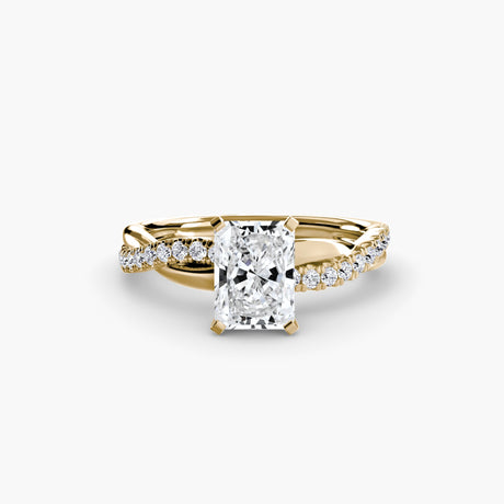AUREX Radiant Cut Pavé Solitaire Ring Setting in Yellow Gold | SARATTI