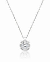 AUREX Round Cut bezel necklace setting in white gold | SARATTI