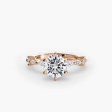 AUREX – Round Cut Pavé Cathedral Ring Setting in Rose Gold | SARATTI