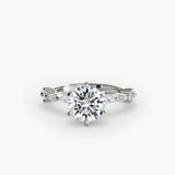 AUREX – Round Cut Pavé Cathedral Ring Setting in White Gold | SARATTI