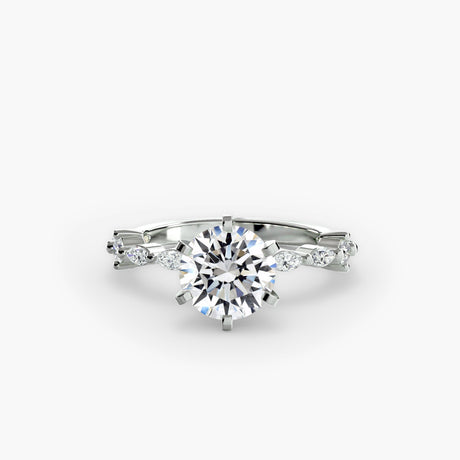 AUREX – Round Cut Pavé Cathedral Ring Setting in White Gold | SARATTI