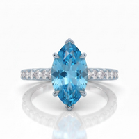 AVELINE – Marquise Cut Aquamarine Pavé Solitaire Ring Setting