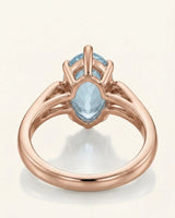 Aveline Vow Pear Cut Aquamarine Diamond Bypass Ring Setting in Rose Gold, front view | SARATTI
