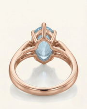 Aveline Vow Pear Cut Aquamarine Diamond Bypass Ring Setting in Rose Gold, front view | SARATTI