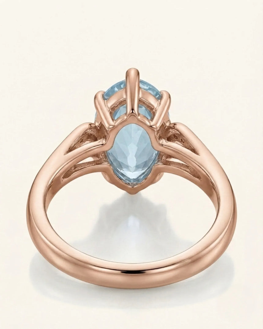 Aveline Vow Pear Cut Aquamarine Diamond Bypass Ring Setting in Rose Gold, front view | SARATTI
