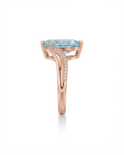 Aveline Vow Pear Cut Aquamarine Diamond Bypass Ring Setting in Rose Gold, rear gallery view | SARATTI