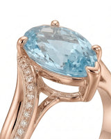 Aveline Vow Pear Cut Aquamarine Diamond Bypass Ring Setting in Rose Gold, setting detail | SARATTI