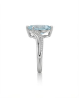 Aveline Vow Pear Cut Aquamarine Diamond Bypass Ring Setting in White Gold, front view | SARATTI