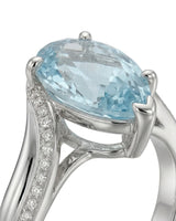 Aveline Vow Pear Cut Aquamarine Diamond Bypass Ring Setting in White Gold, rear gallery view | SARATTI