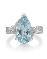 Aveline Vow Pear Cut Aquamarine Diamond Bypass Ring Setting in White Gold, side profile | SARATTI