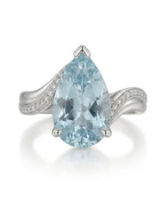 Aveline Vow Pear Cut Aquamarine Diamond Bypass Ring Setting in White Gold, side profile | SARATTI