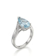 Aveline Vow Pear Cut Aquamarine Diamond Bypass Ring Setting in White Gold, three-quarter view | SARATTI