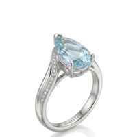 Aveline Vow – Pear Cut Aquamarine Diamond Bypass Ring Setting